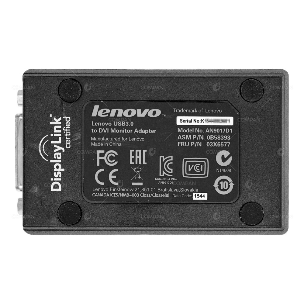 03X6577  ADAPTER LENOVO AN9017D1 USB 3.0 DO DVI WITHOUT CABLE
